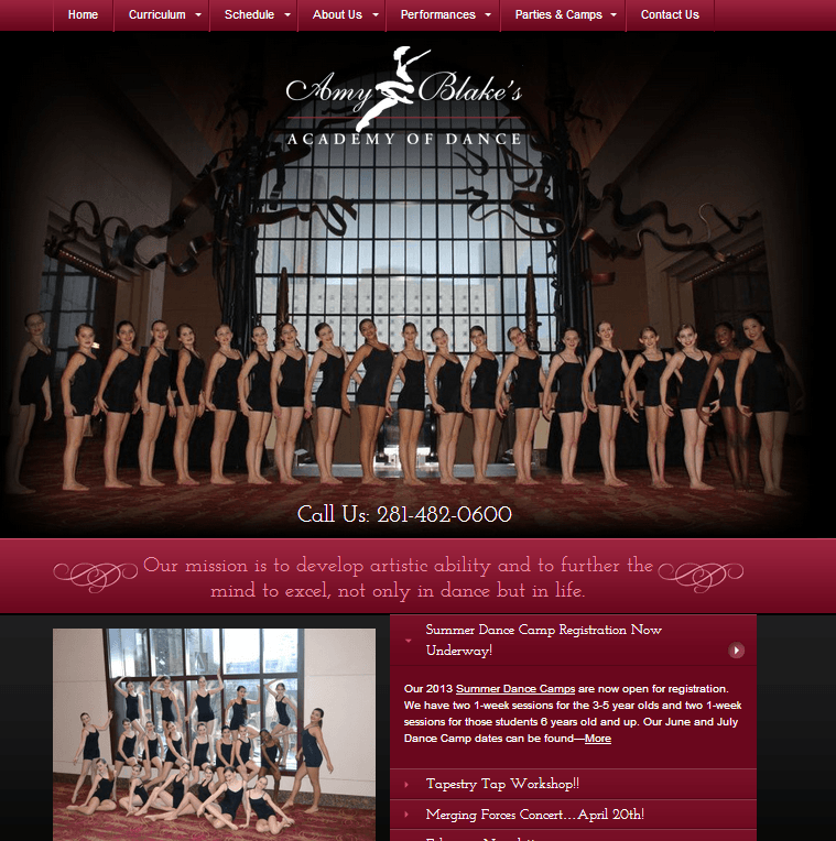 dance company website design