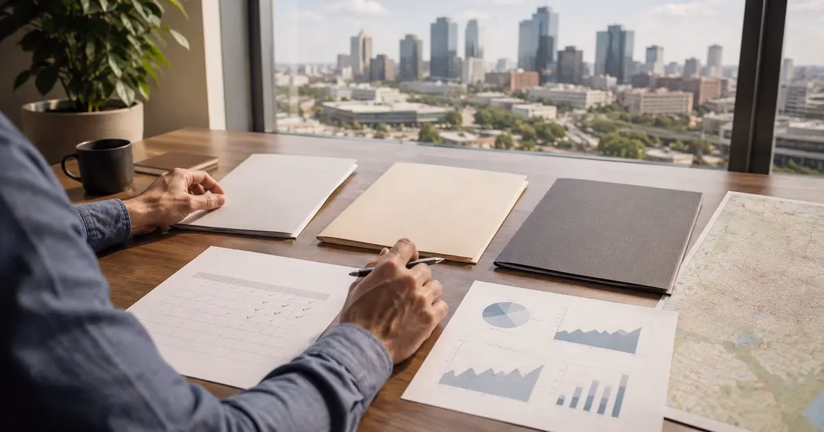 Houston business owner comparing SEO agency proposals and performance criteria