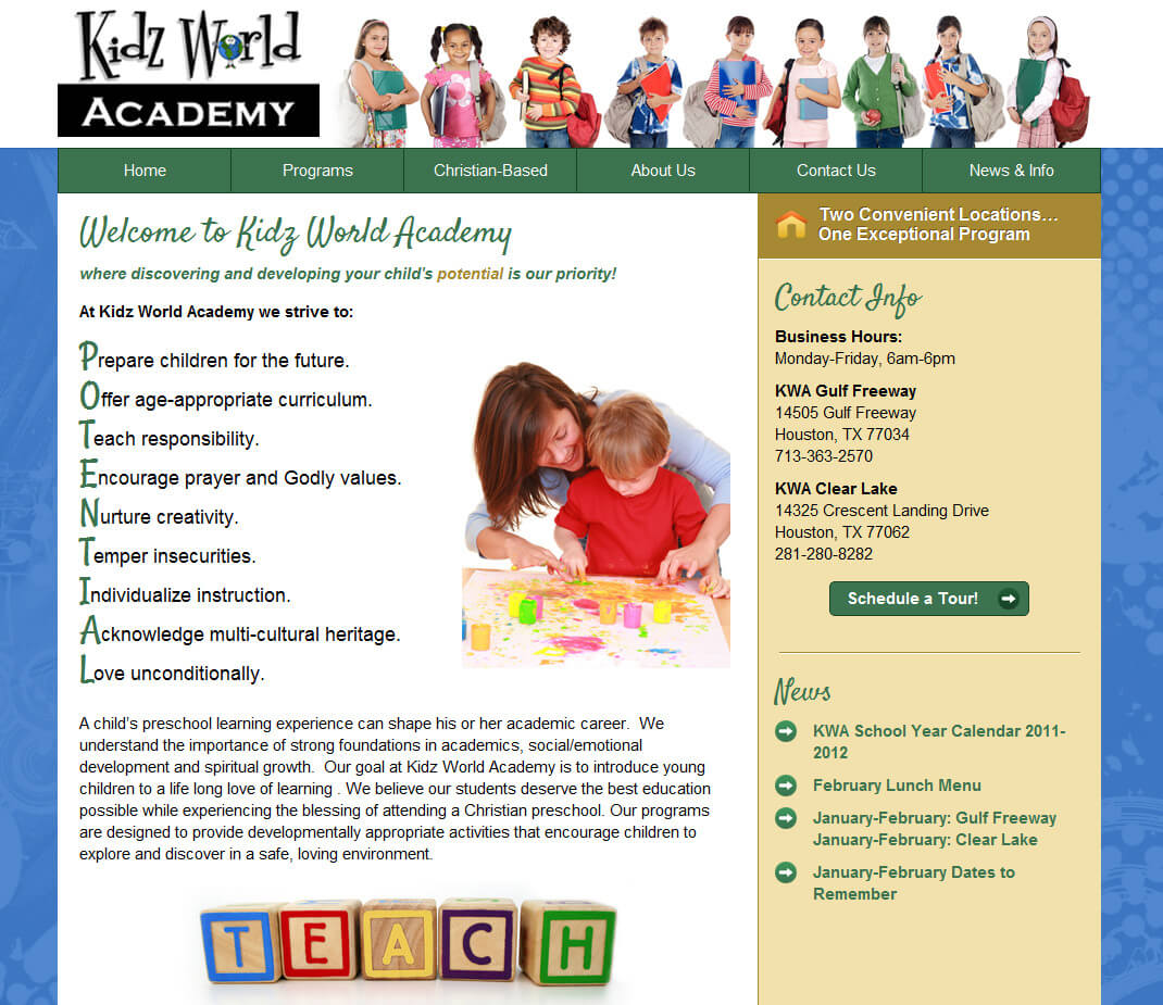 child care center website design